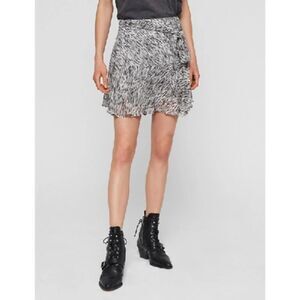 ALLSAINTS Womens Skirt Size 0 Gray Zebra Chiffon Ruffle Skorts Shorts FRIDA ZED